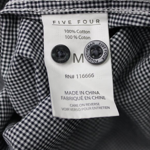 Five Four Poggy The Man Shirt Mens Medium Black/White 100% Cotton Long Sleeve - Picture 10 of 14